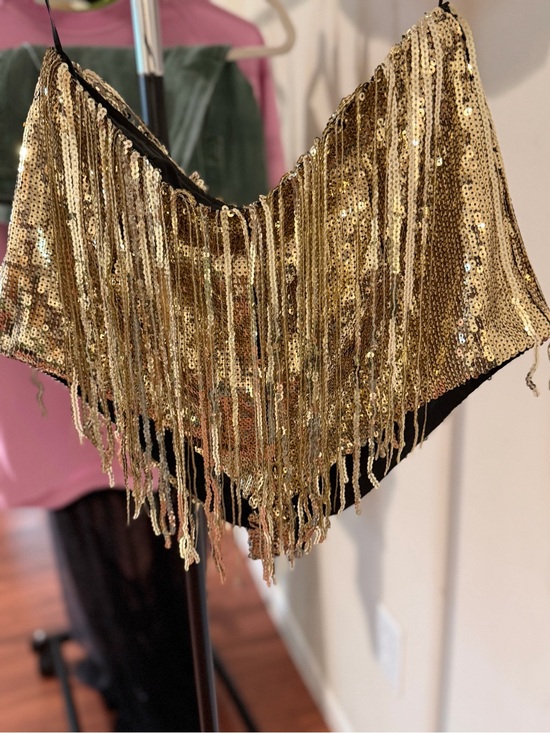 Nasty Gal Pants - Nasty Gal Gold Sequin Fringe High Waist Shorts